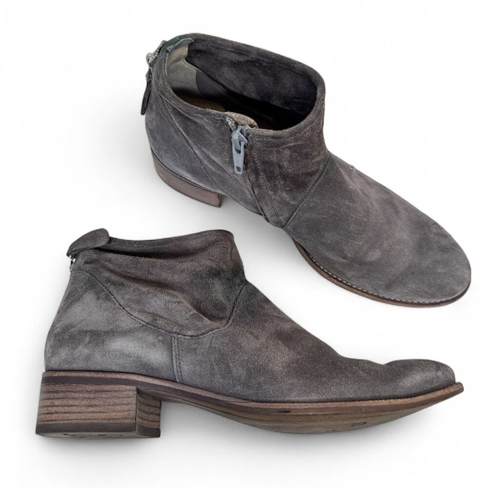 Paul Green Grey Suede Slouchy Distressed Ankle Boots Womens 7 Fall Booties